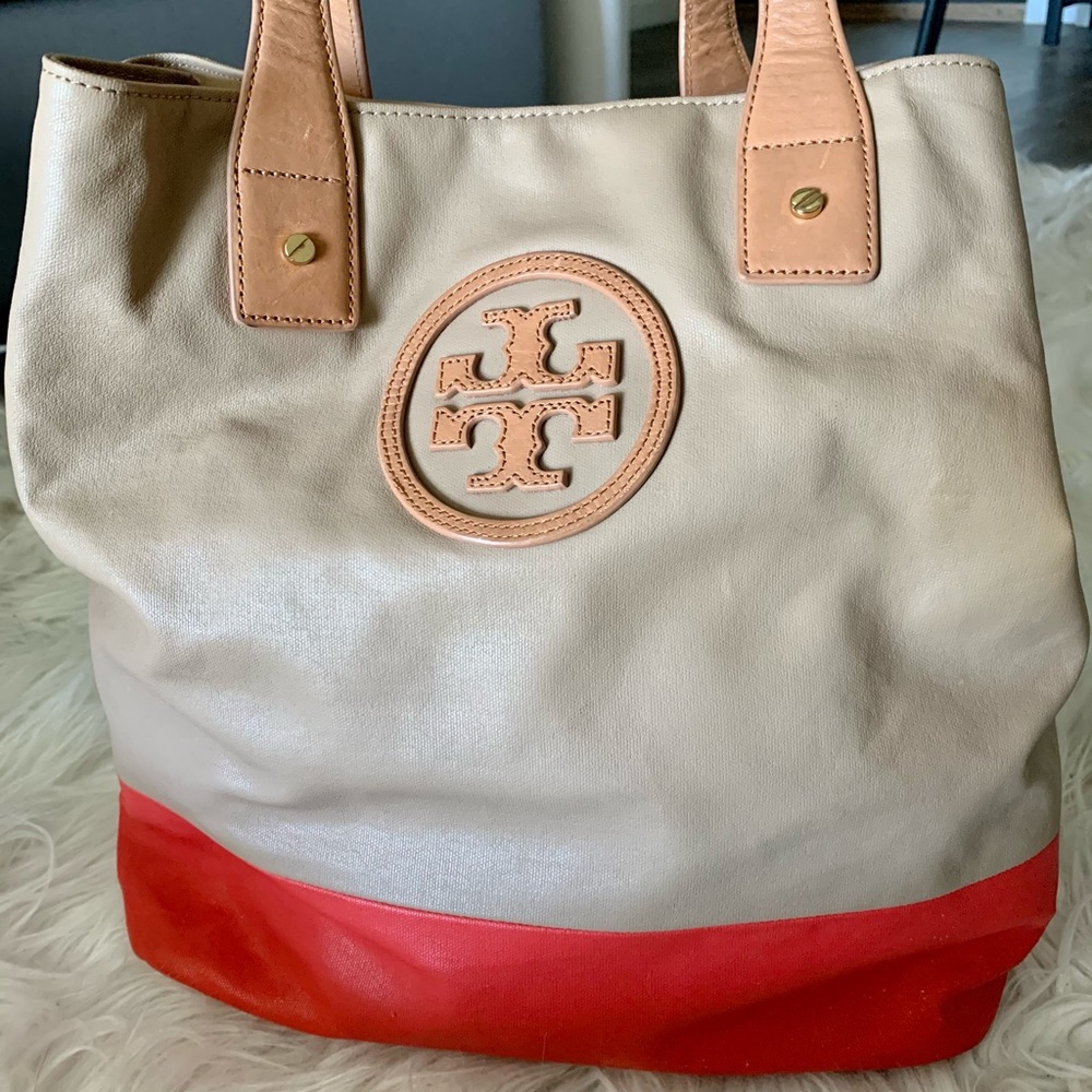 Tory Burch color block canvas tote